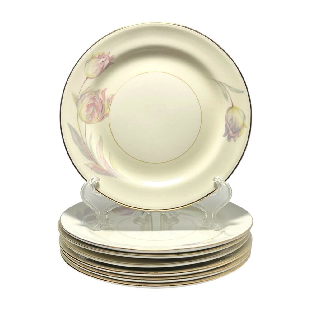 Homer Laughlin “Tulip” Set of 7 Ceramic Bread Plates 6 1/4”